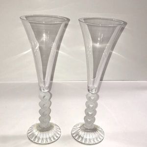 Set of 2 Crystal d’Arques France Heart Flute